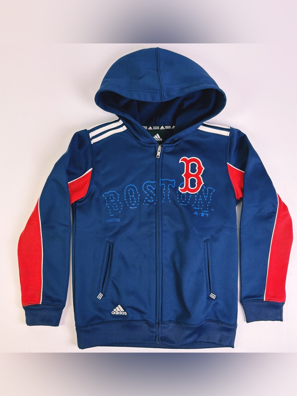 Adidas Boston Red Sox ClimaWarm Hoodie
Youth Small 8 Full Zip MLB Navy